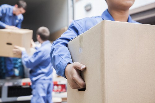 Office relocation planning in Stockwell with boxes and business equipment