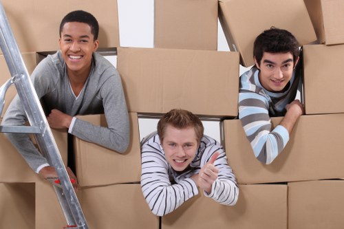 Moving team using safety equipment during a Stockwell removals job